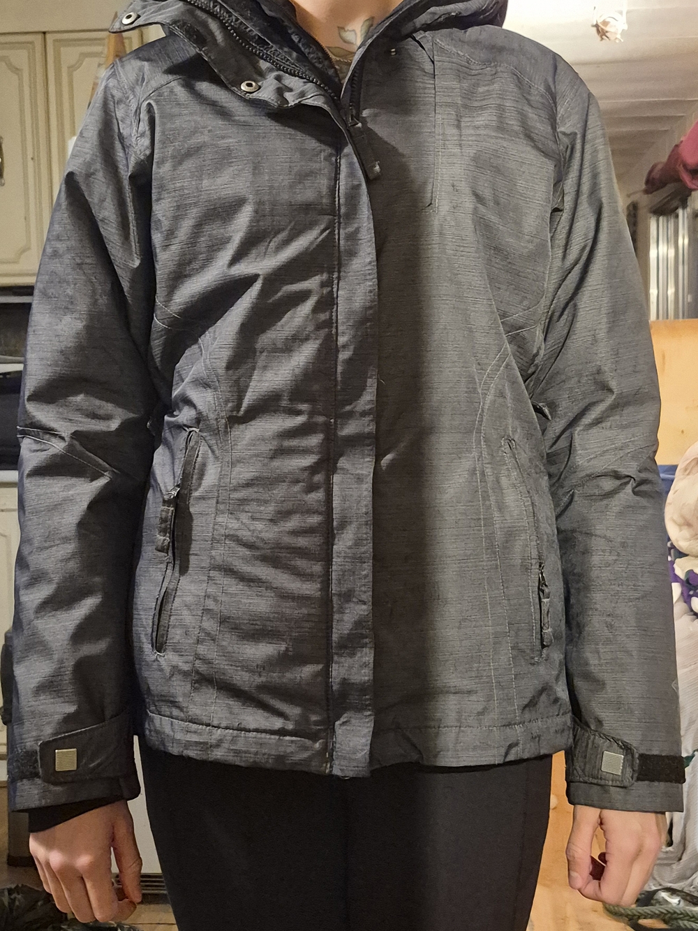 Women's Hooded Insulated Ski Jacket in Heather Gray